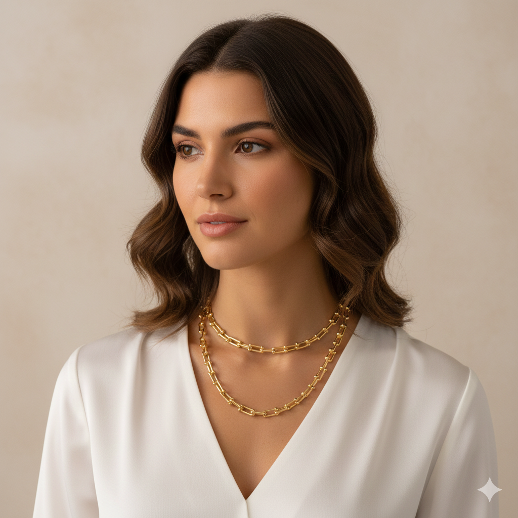 Gold plated necklaces with minimalist design