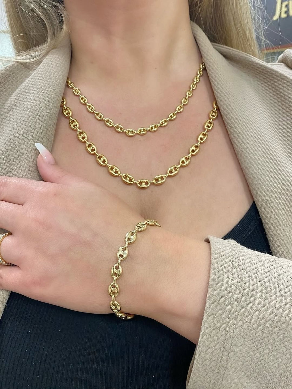 Gold plated chain and bracelet set